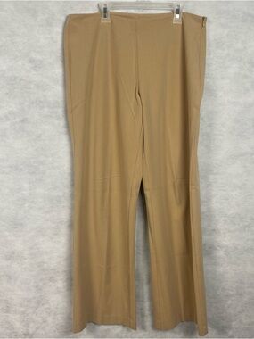 Vtg Leslie Fay Wide Leg Dress Pants Trousers Womens Sz 10 Beige Stretch Slacks